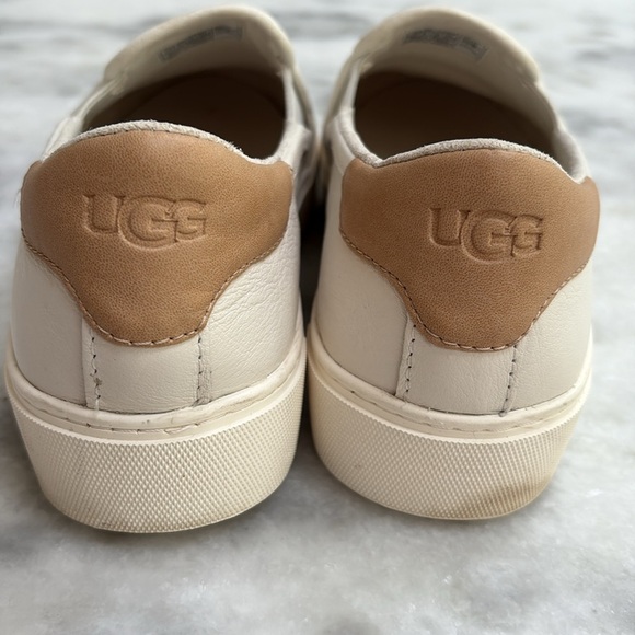 UGG Leather Slip on Sneakers Off White 7.5 Very Good - Picture 3 of 8